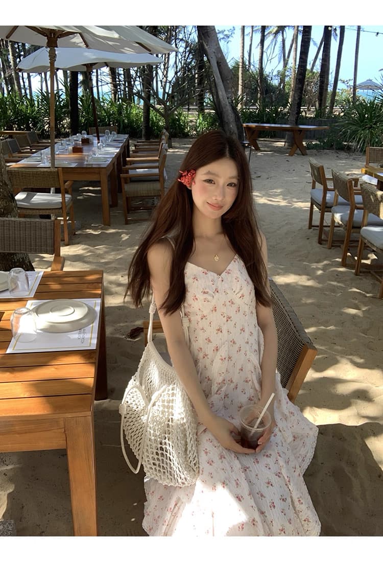 레드 맨 파빌리온 슬립 여성 드레스 2026 년 새로운 봄 프랑스식 화이트 꽃무늬 롱 스커트 몸매 가꾸기 품격 치마 상세 이미지 8