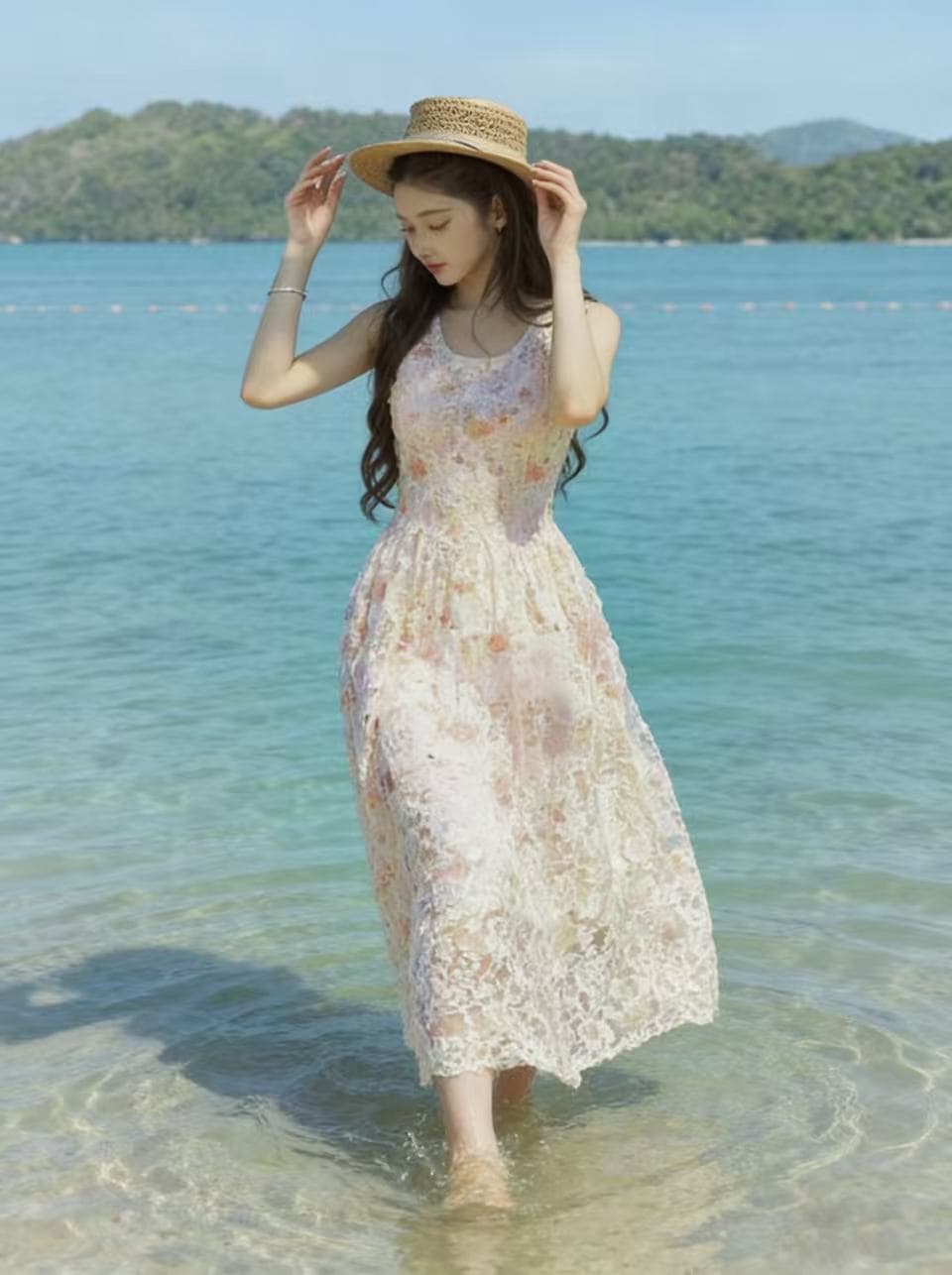 꽃 집 소녀 3 차원 꽃 봄 여름 드레스