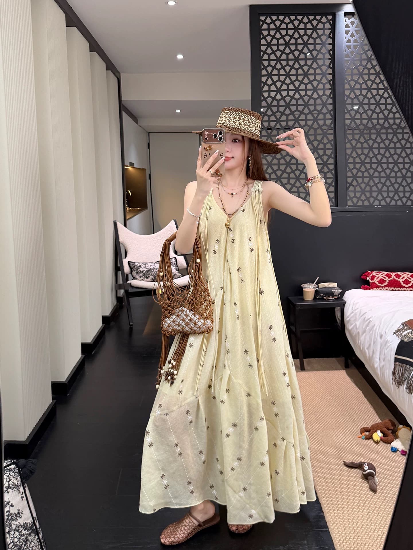 해풍 빛 언어 여행 착용 가져 가라. bi 입력 황색 패치워크 대 치마 슬립 롱 스커트