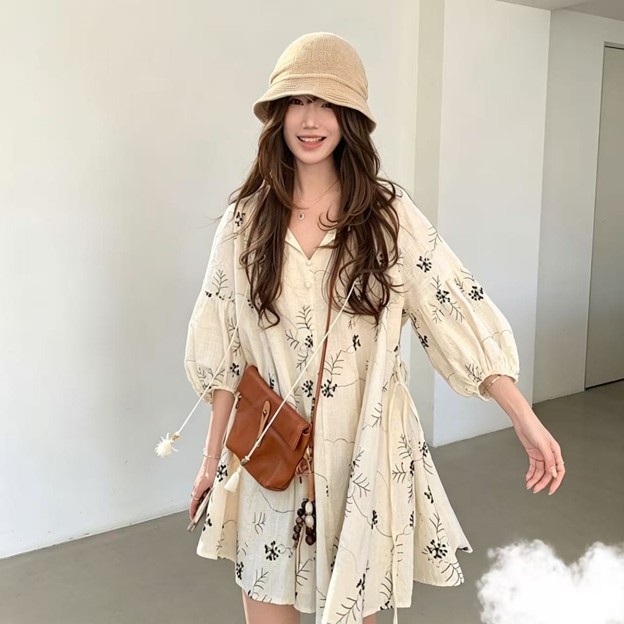 무거운 작업 맞춤 자수 비즈 술 7 분 소매 인형 치마 한여름 꽃 그림자 이미지 4