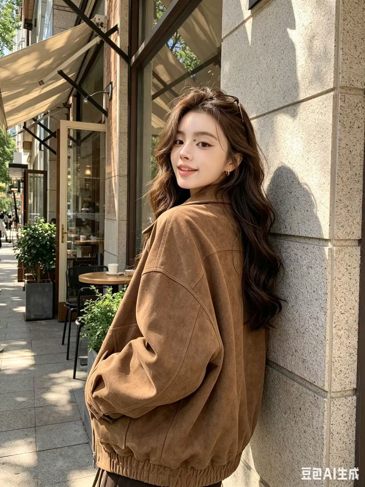 현대 가을의 날 밤나무 차가운 바람의 소리 넓은 에디션 구조 가죽 재킷 상세 이미지 2