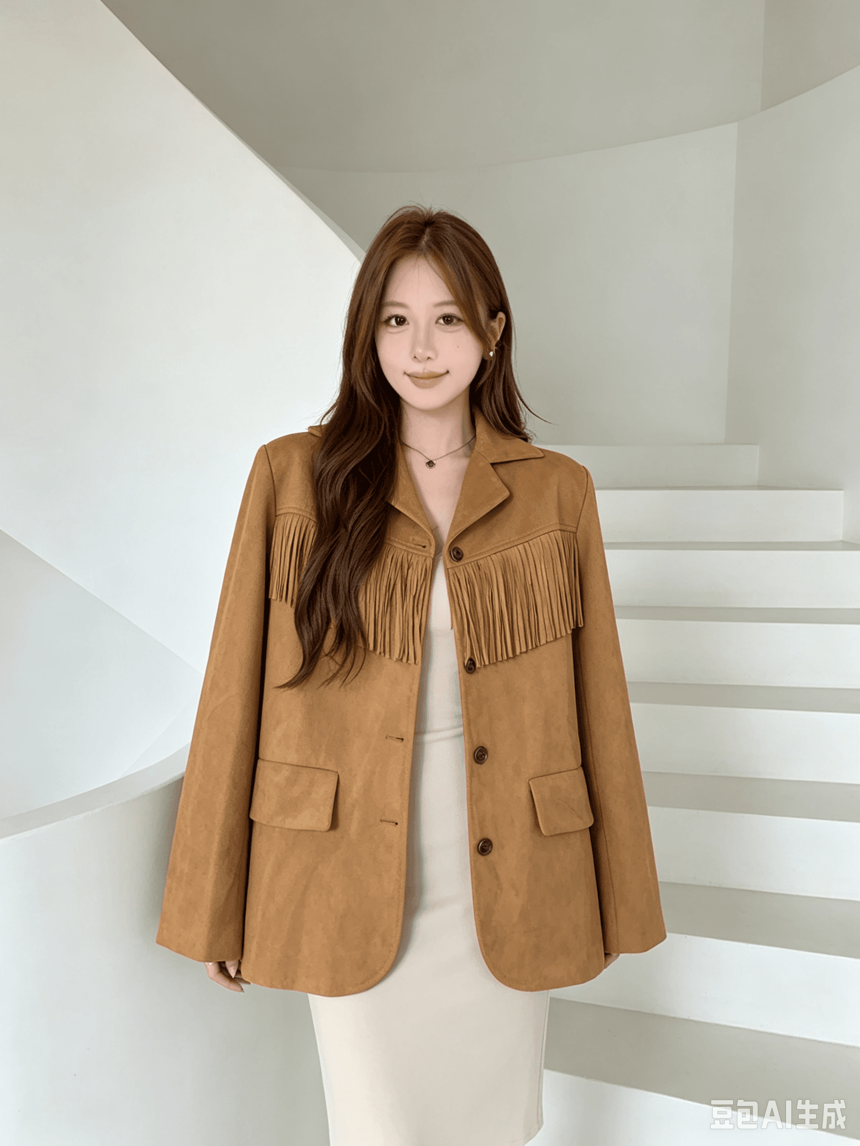 레트로 술 디자인 스웨이드 원단 블레이저