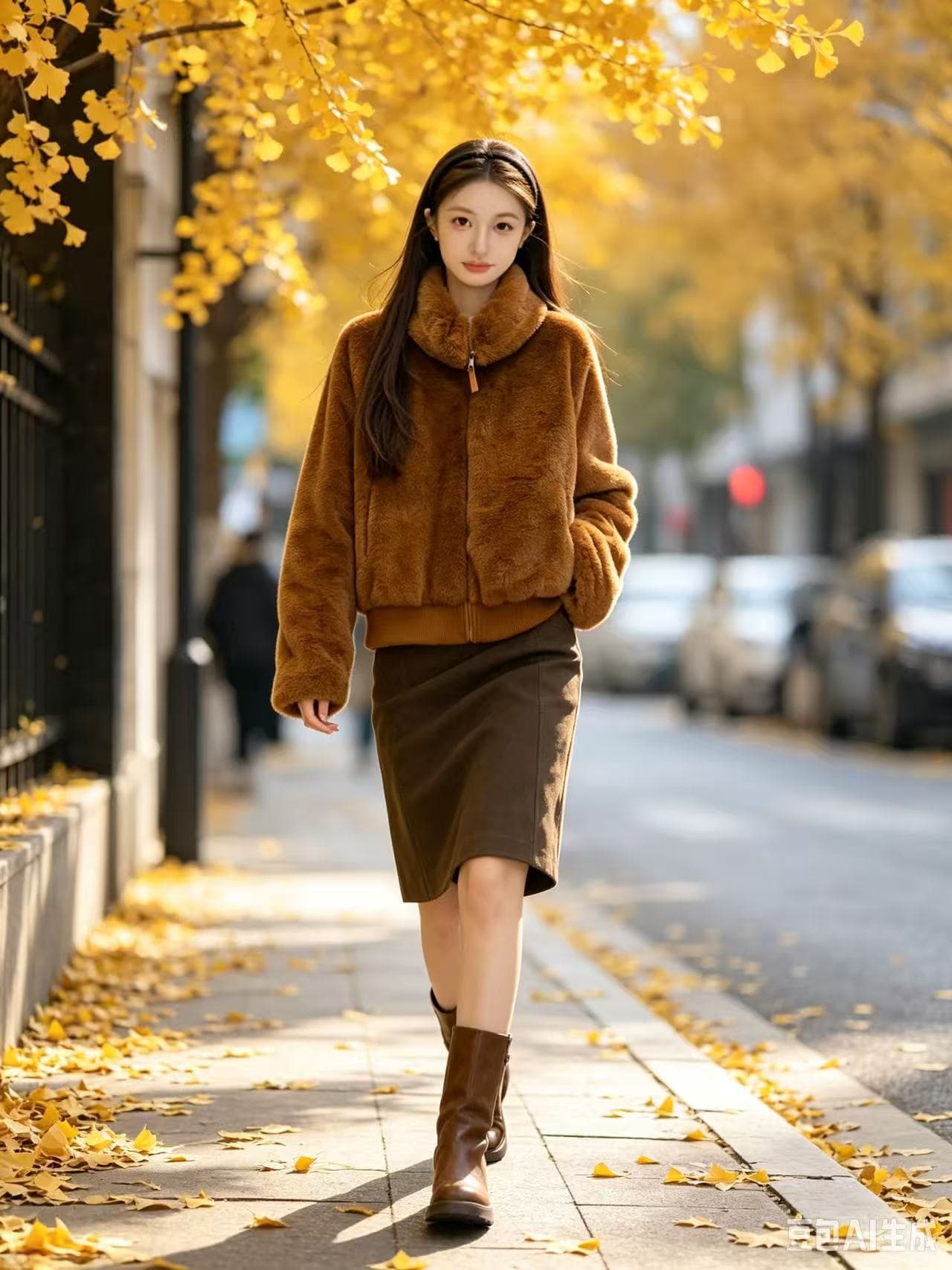 산책 눈 섬 더블 지퍼 폴로 칼라 모방 fall 털 환경 보호 모피 여성 코트 상세 이미지 6