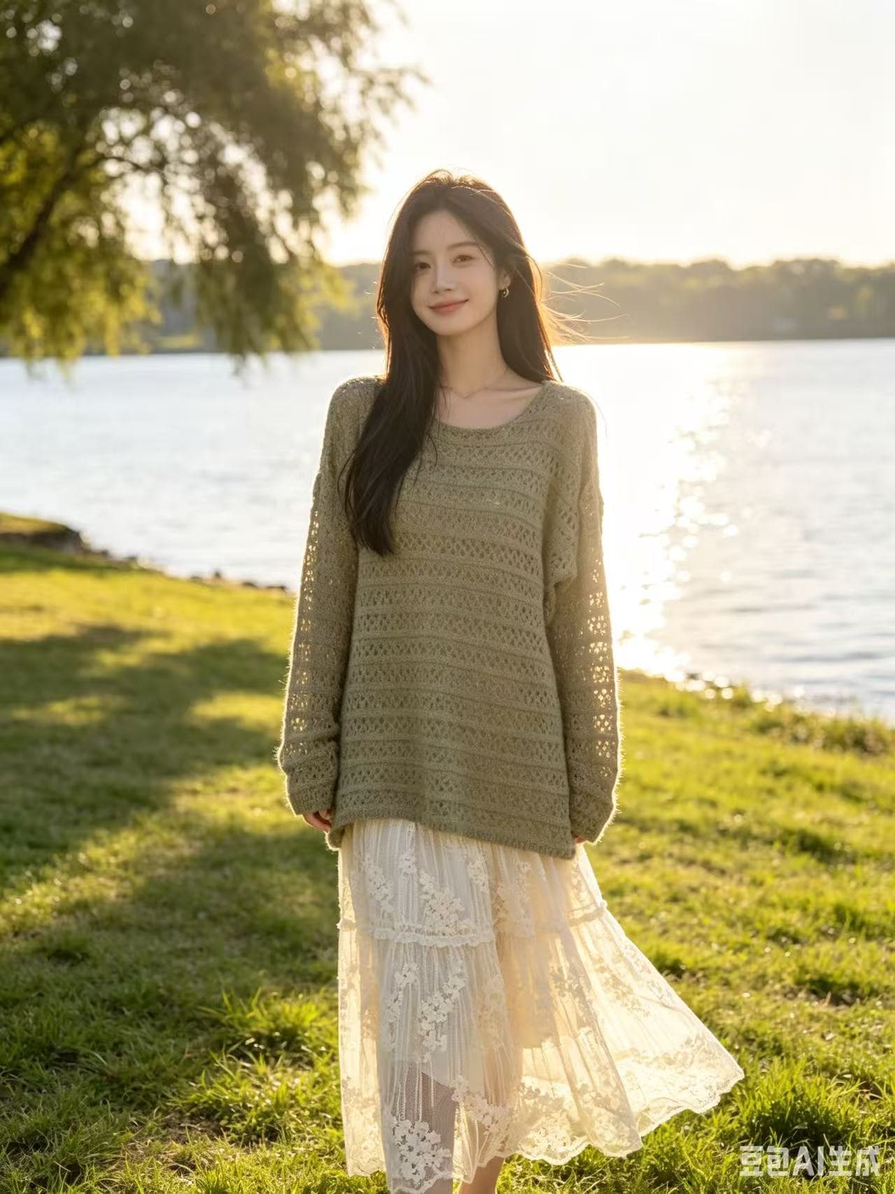 가을 새로운 라운드 넥 홀로우 아웃 루즈핏 풀오버 니트 스웨터 여성 코트 이미지 2