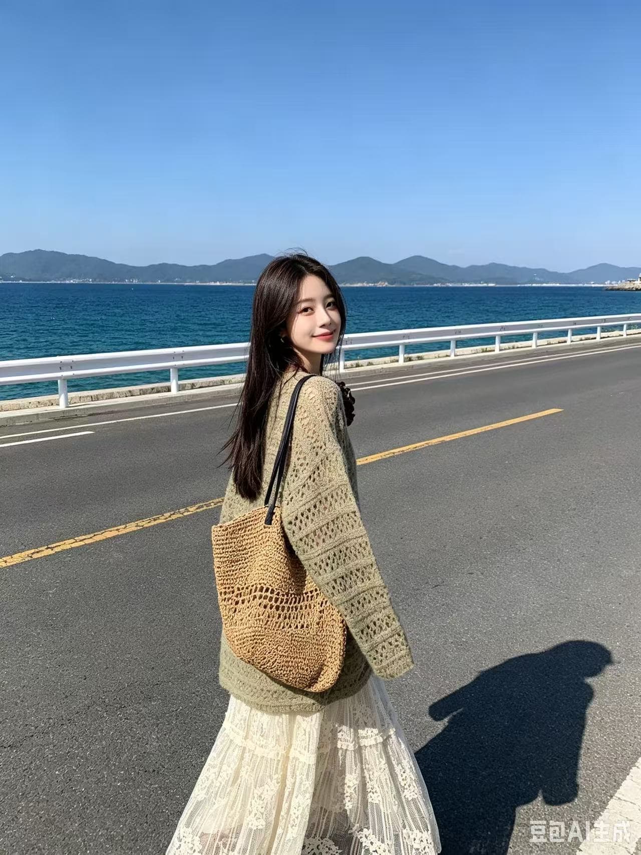 가을 새로운 라운드 넥 홀로우 아웃 루즈핏 풀오버 니트 스웨터 여성 코트 상세 이미지 4