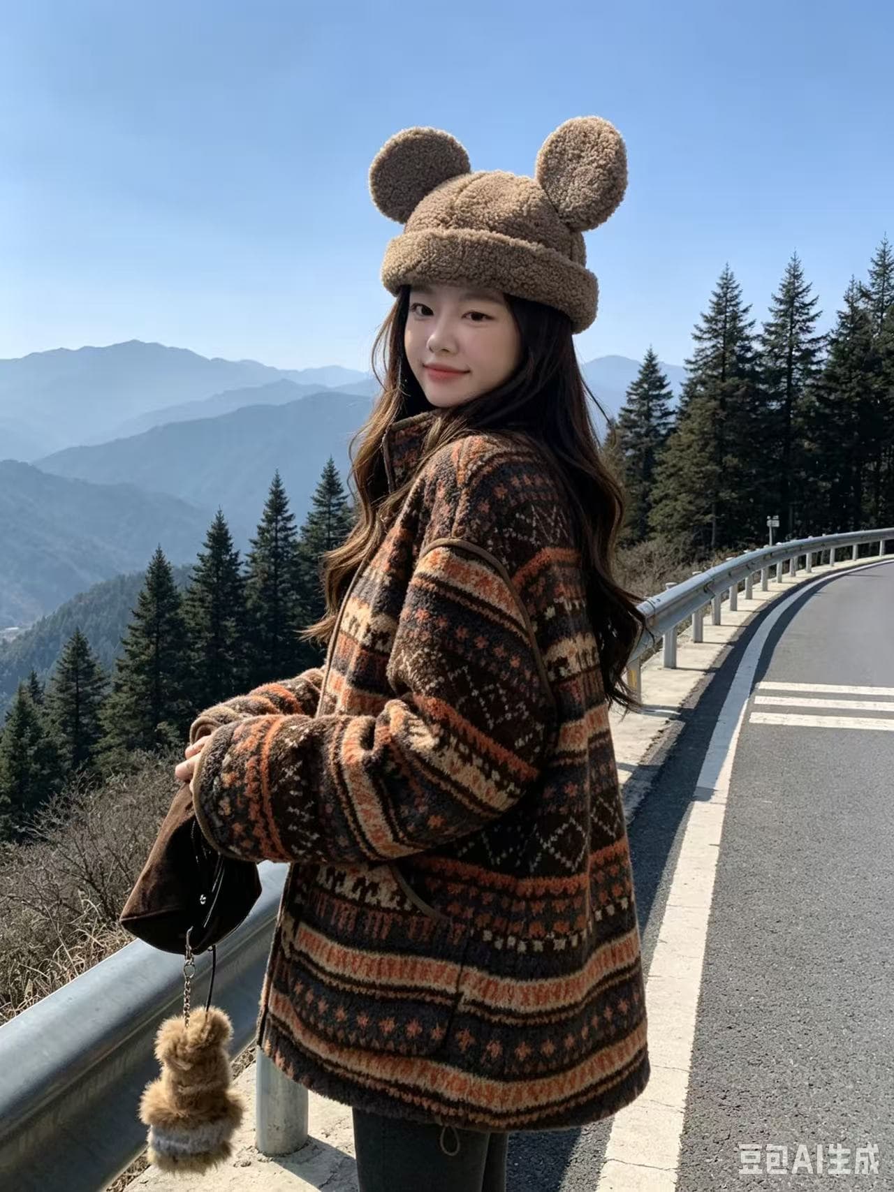 공정한 섬 편지 과립 양털 오스트리아 과립 플러시 스탠드 칼라 두꺼운 재킷 상세 이미지 9