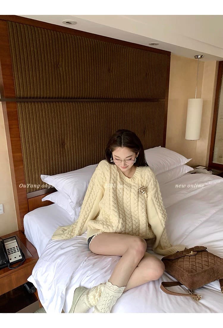 북유럽 느긋한 suit 트위스트 벚꽃 셔츠 루즈핏 가을 어깨 스웨터 분위기 가을 겨울 재킷 스카프 상세 이미지 15