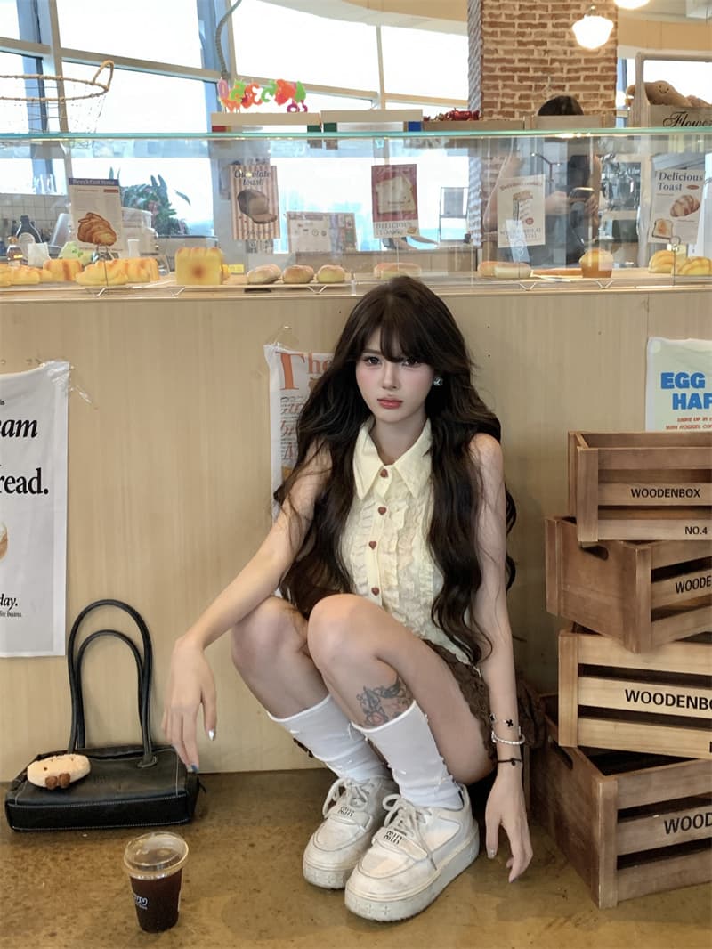 실사 순수한 욕망 핫걸 품격 섹시함 스팽글 민소매 맨위 퍼프 미니 스커트 2025 여름 새로운 세트 상세 이미지 11
