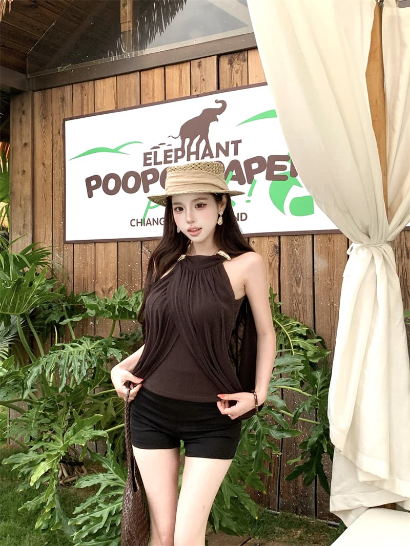 실사 프랑스식 좋은 플래시 행침 목 캐미솔 여름 핫걸 품격 디자인 센스 망토 민소매 맨위 상세 이미지 12