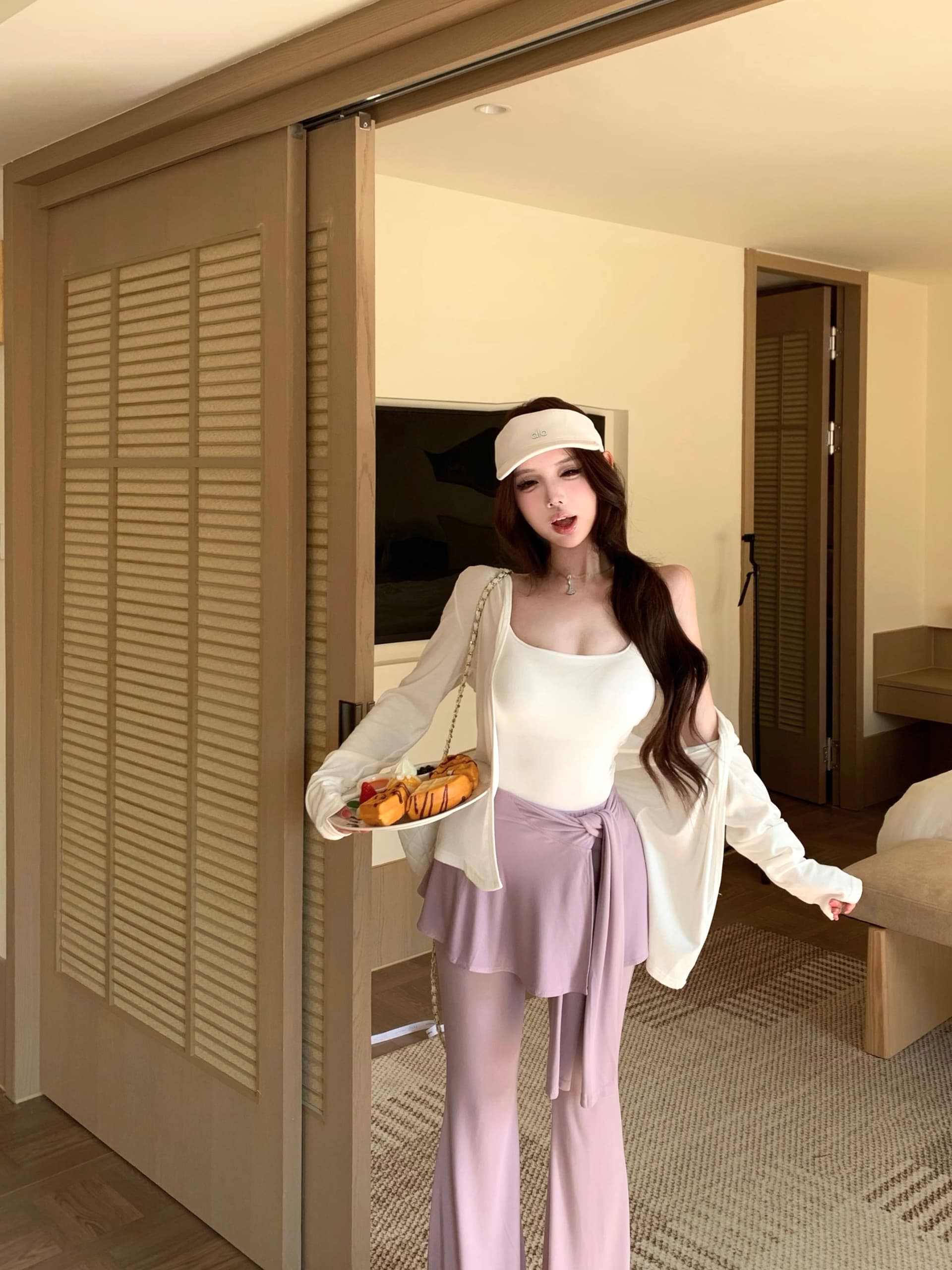 실사 빛 산소 일상 센스 주간 실크 코튼 v 오픈 가디건 여성 u 칼라 좋은 슬립 느긋한 센스 맨위 모래 워시 가면 바지 이미지 3