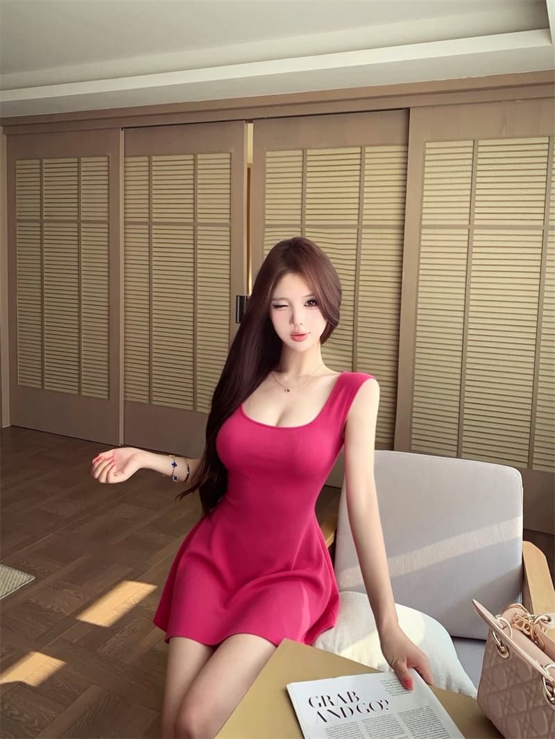 실사 순수한 욕망 바람 드레스 몸매 가꾸기 슬림해 보이는 달콤한 매운맛 꼬집기 허리 치마 상세 이미지 11