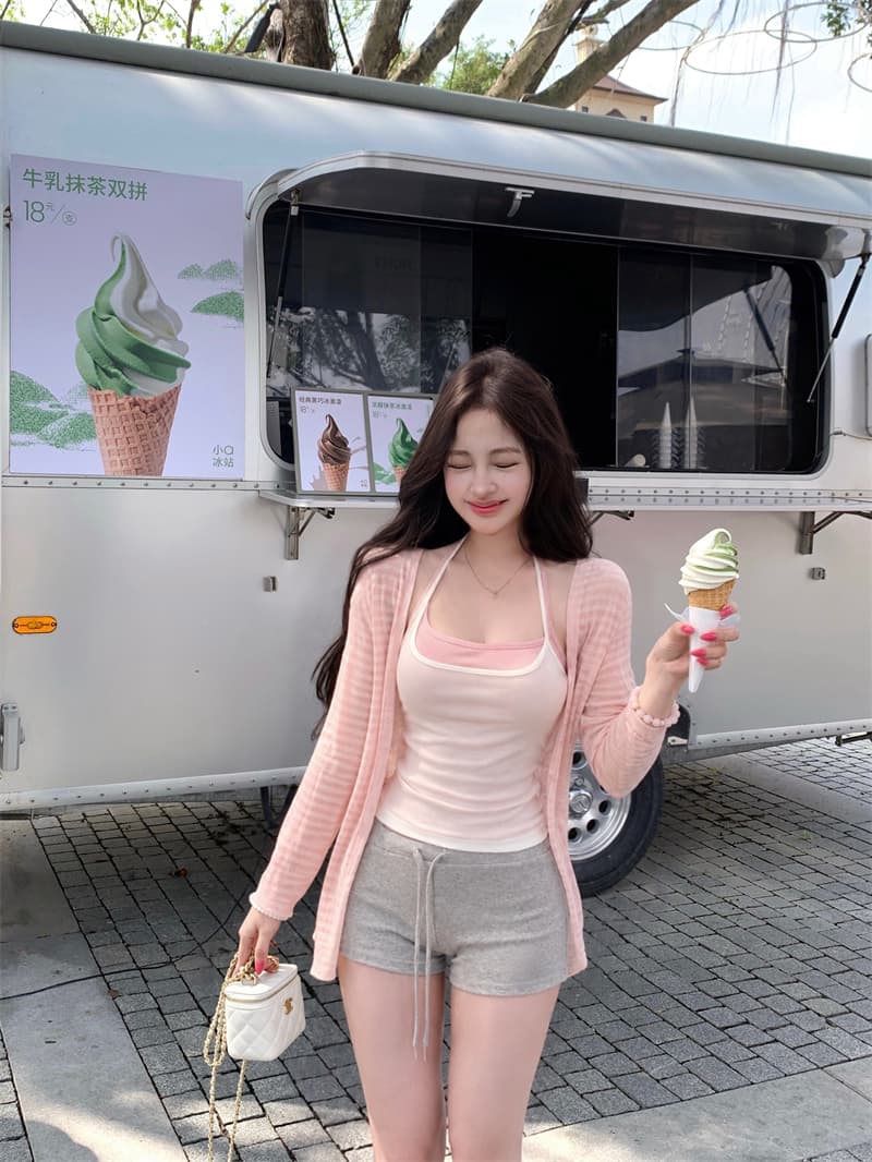 실사 부드러운 느슨함 부서 긍정적 인 어깨 자외선 차단 오픈 가디건 여성 한 부서 몸매 가꾸기 순수한 욕망 맨위 상세 이미지 2