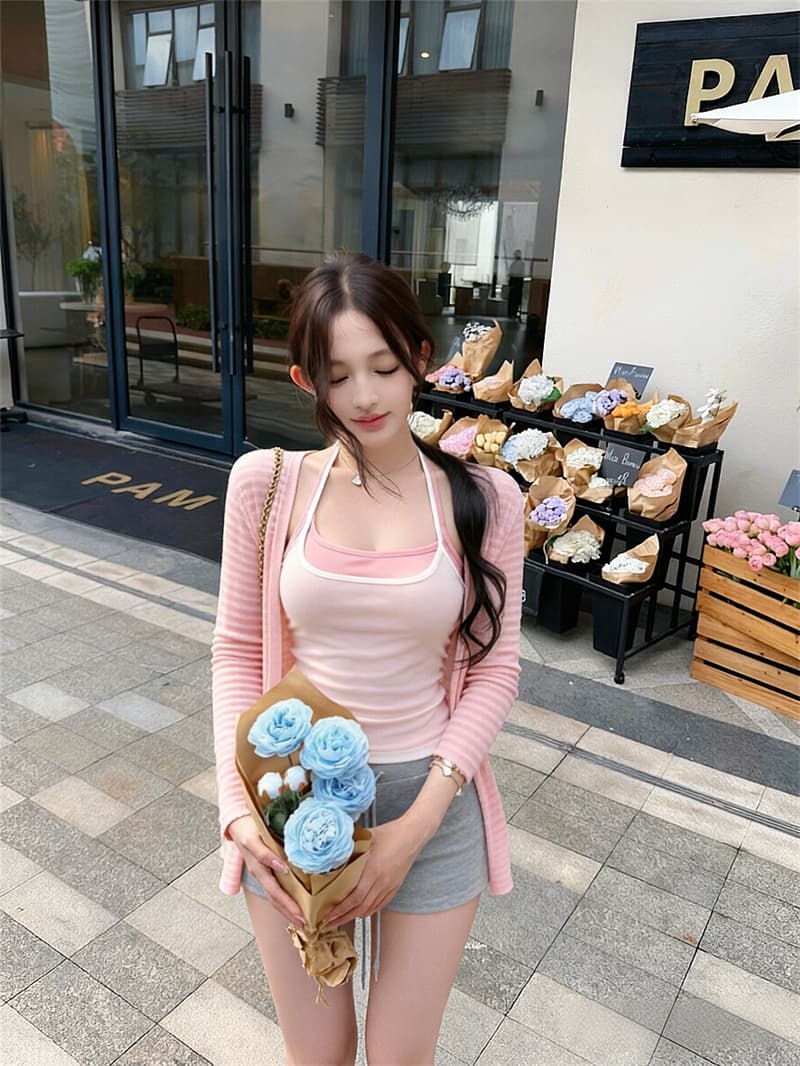실사 부드러운 느슨함 부서 긍정적 인 어깨 자외선 차단 오픈 가디건 여성 한 부서 몸매 가꾸기 순수한 욕망 맨위 상세 이미지 5