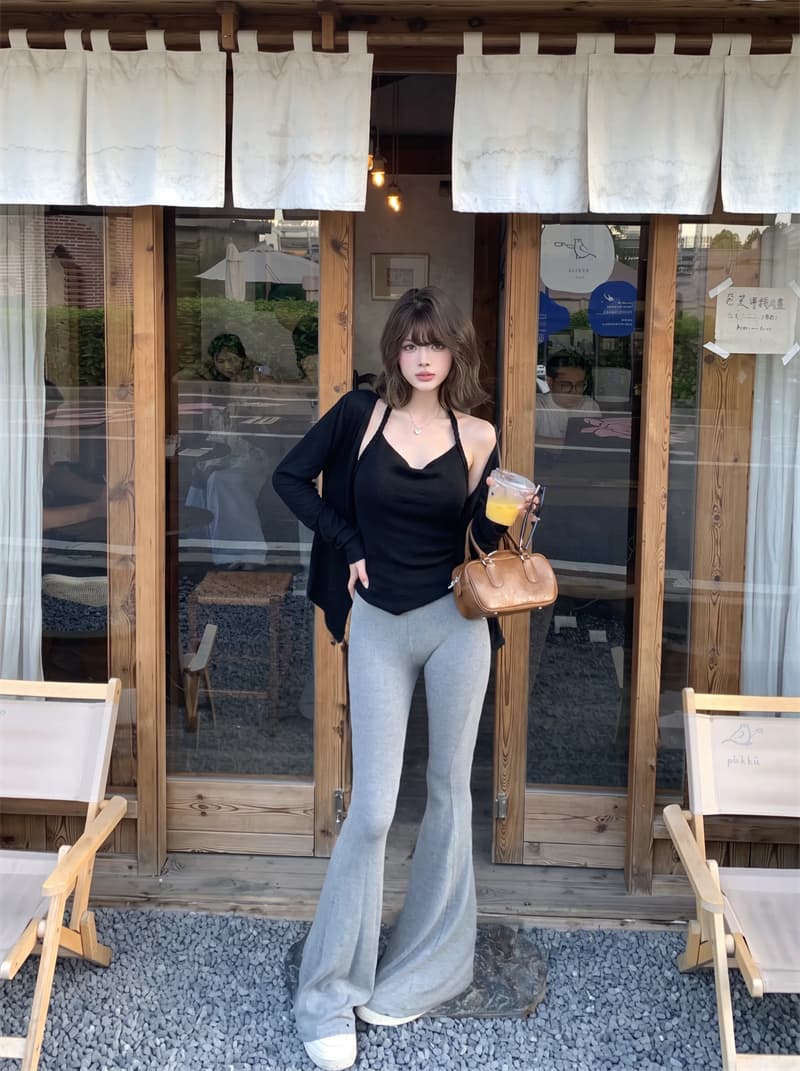 실사 순수한 욕망 꽈배기 행침 목 조끼 니트 오픈 가디건 투피스 세트 세트 여성