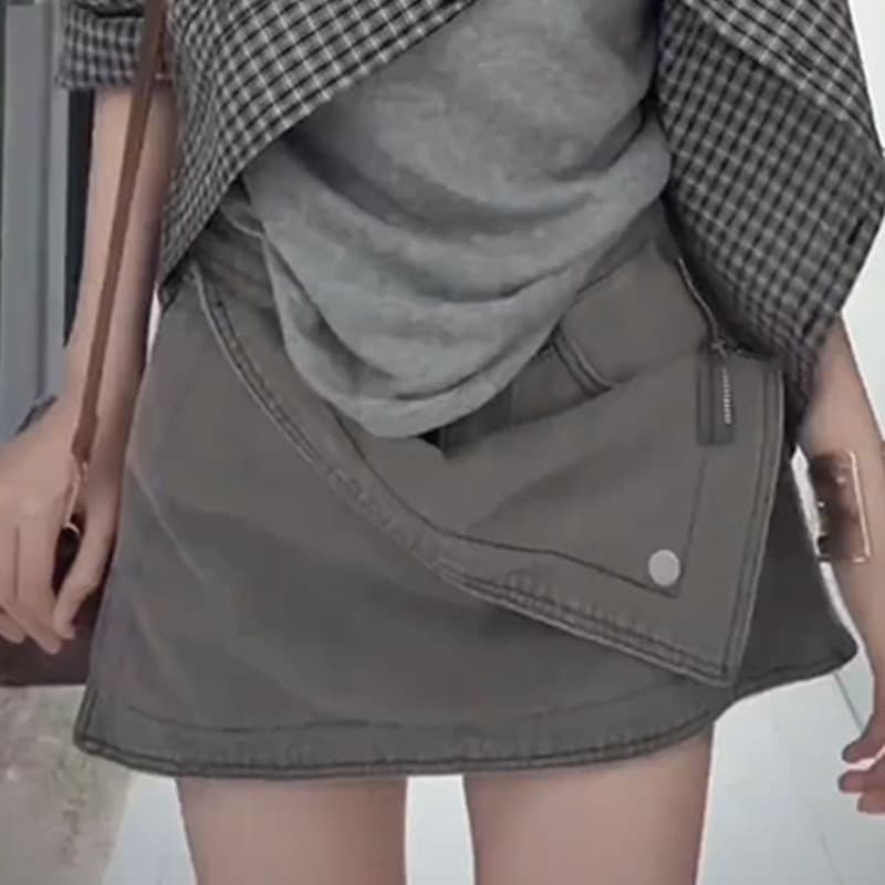 아메리칸 높음 거리 핫걸 불규칙 데님 치마바지 아이들 여름 새로운 디자인 센스 섹시함 타이트 스커트 반신 스커트 트렌디 이미지 5