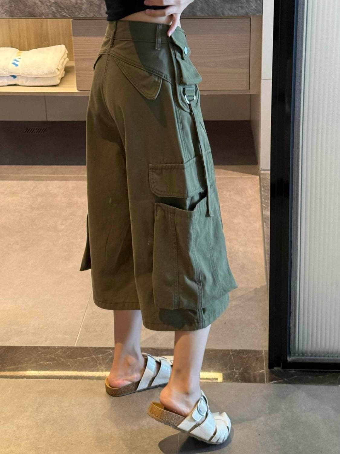 아메리칸 레트로 작은 키 워크웨어 팬츠 여성 여름 2026 새로운 하이웨이스트 루즈핏 느긋한 운동 바지 7부 바지 상세 이미지 7