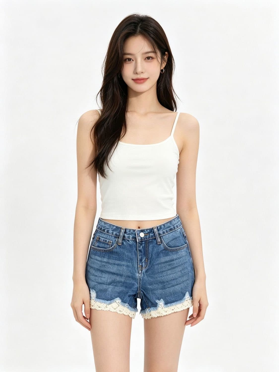 데님 반바지 여름 얇은 스타일 2026 로우 웨이스트 거친 가장자리 새로운 레이스 조각 슬림해 보이는 루즈핏 출퇴근 핫 바지 ins 상세 이미지 5