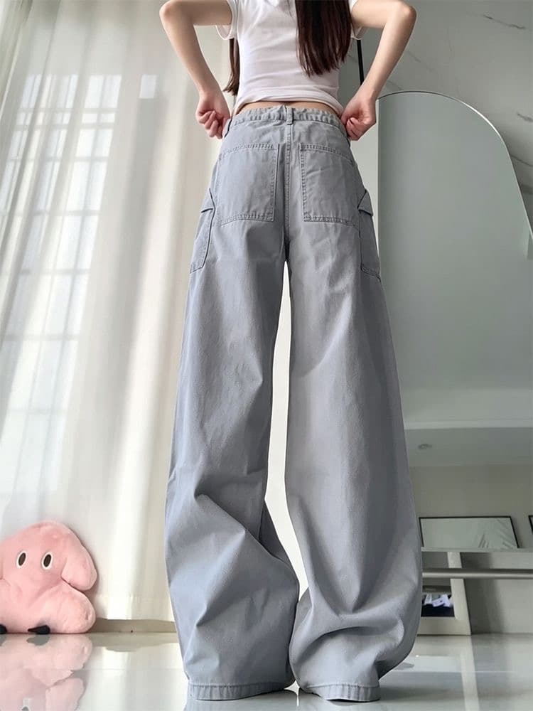 아메리칸 높음 거리 해체 막대기 가방 지퍼 워크웨어 팬츠 여자 2026 새로운 거리 디자인 센스 슬림해 보이는 바닥 청소 긴 바지 상세 이미지 5