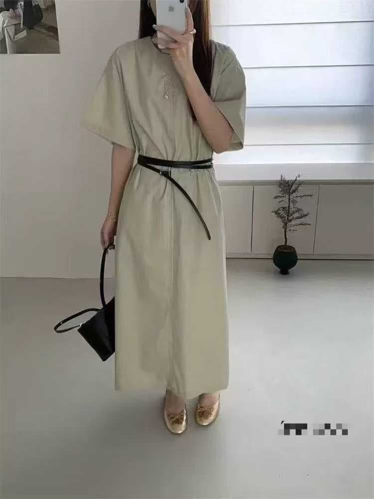 한국 chic 단색 중간 길이 여성 드레스 치마
