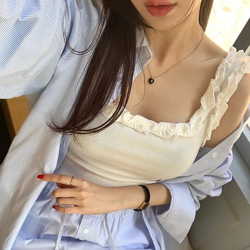 패션 캐주얼 루즈핏 긴팔 셔츠 넓은 다리 스트레이트 반바지 세트 상세 이미지 3