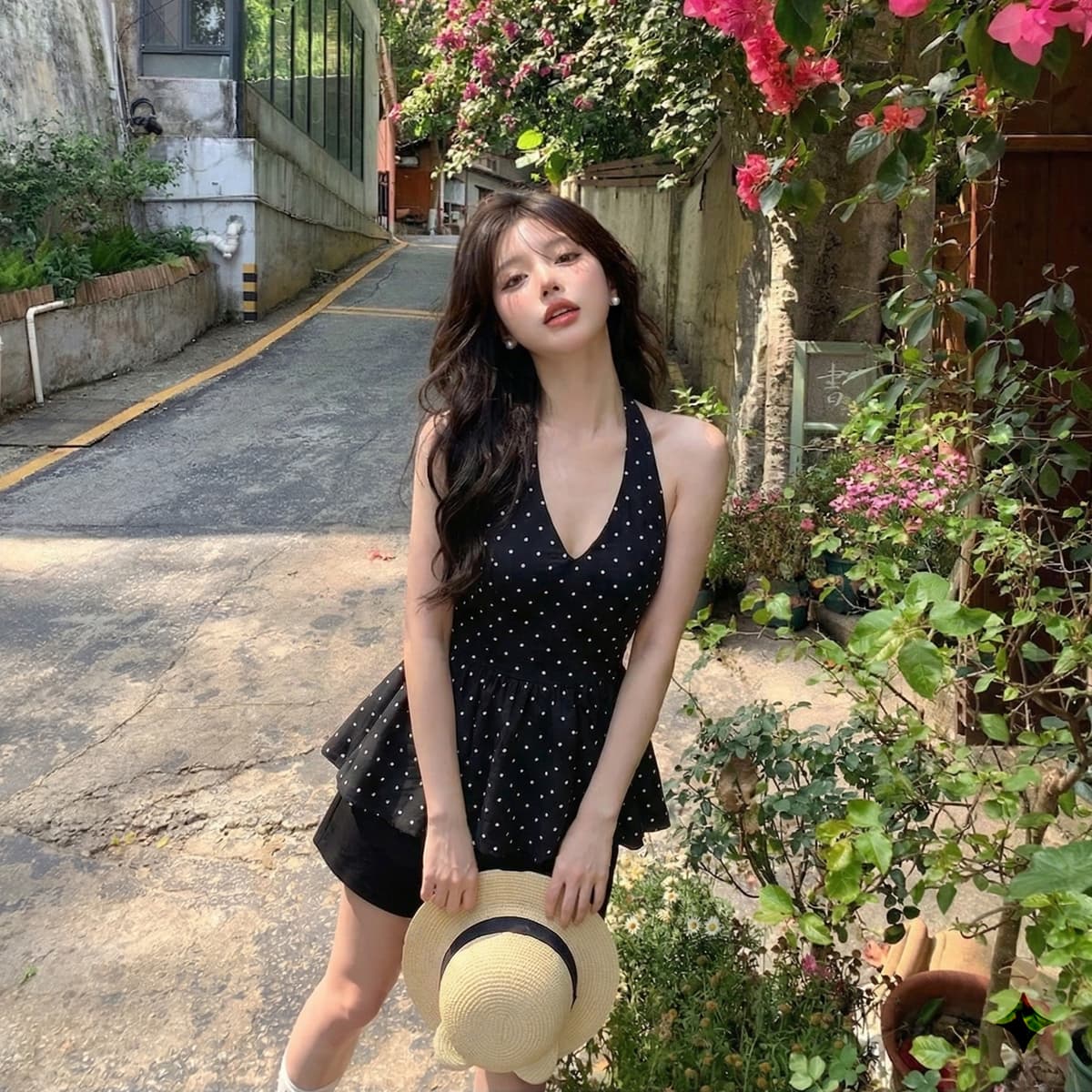 정가 순수한 욕망 핫걸 휴가 바람 행침 목 이슬 멜빵 가슴 패드 슬립 맨위 꽃무늬 도트 무늬 허리 수축 꽃밭 조끼 상세 이미지 3