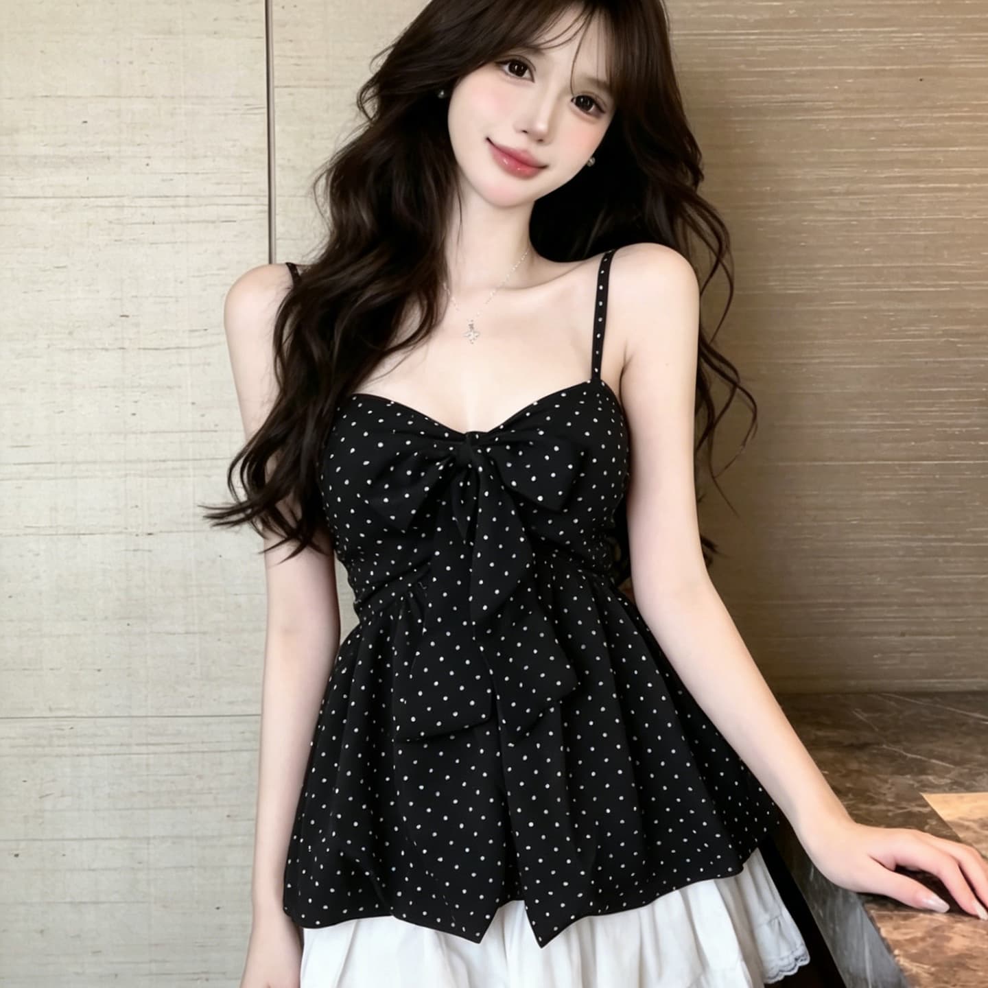 실사 순수한 욕망 핫걸 행침 목 슬립 튜브탑 조끼 외출용 백리스 포장 가슴 벨트 가슴 패드 꽃밭 도트 무늬 맨위 상세 이미지 8