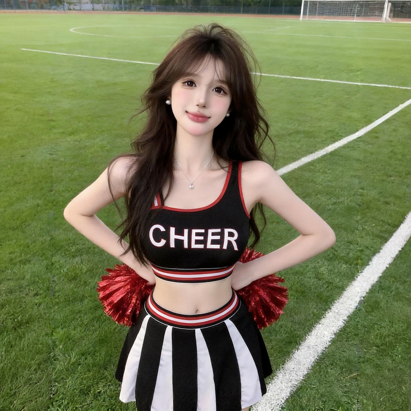 정가 알파벳 프린트 배꼽 조끼 맨위 스트라이프 반신 스커트 축구 아기 치어 리더 그룹 서비스 세트 상세 이미지 9