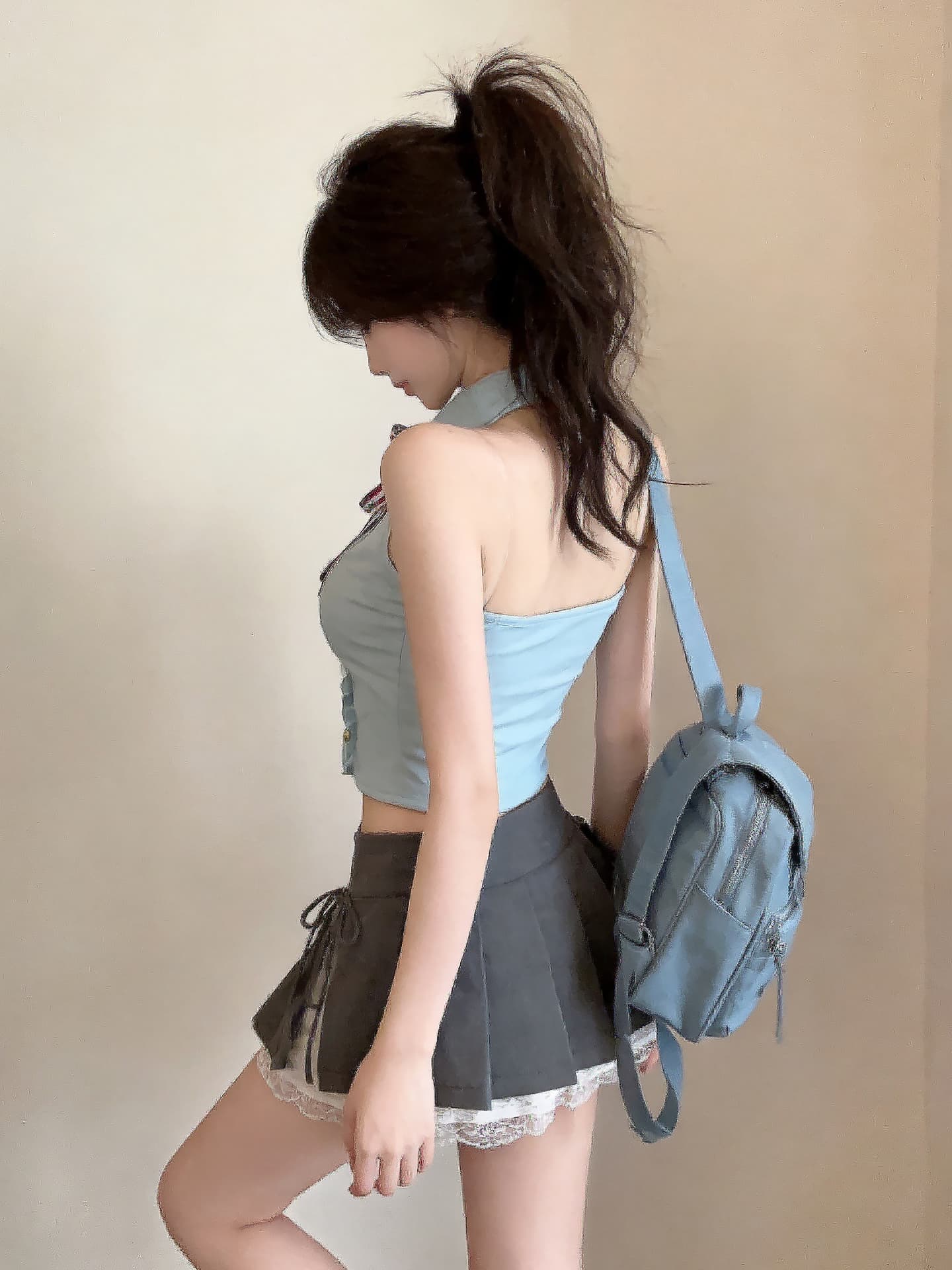 정가 순수한 욕망 핫걸 polo 넥타이 가슴 패드 조끼 jk 학원 스타일 나비 매듭 주름 행침 목 백리스 맨위 이미지 3