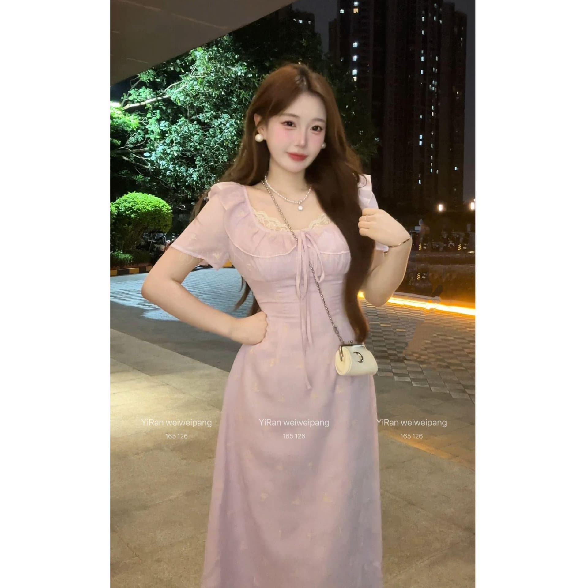 빅 사이즈 실사 봄 여름 프랑스식 부드러운 레이스 조각 자수 여성 드레스 여름 슬림해 보이는 허리 수축 치마 이미지 3