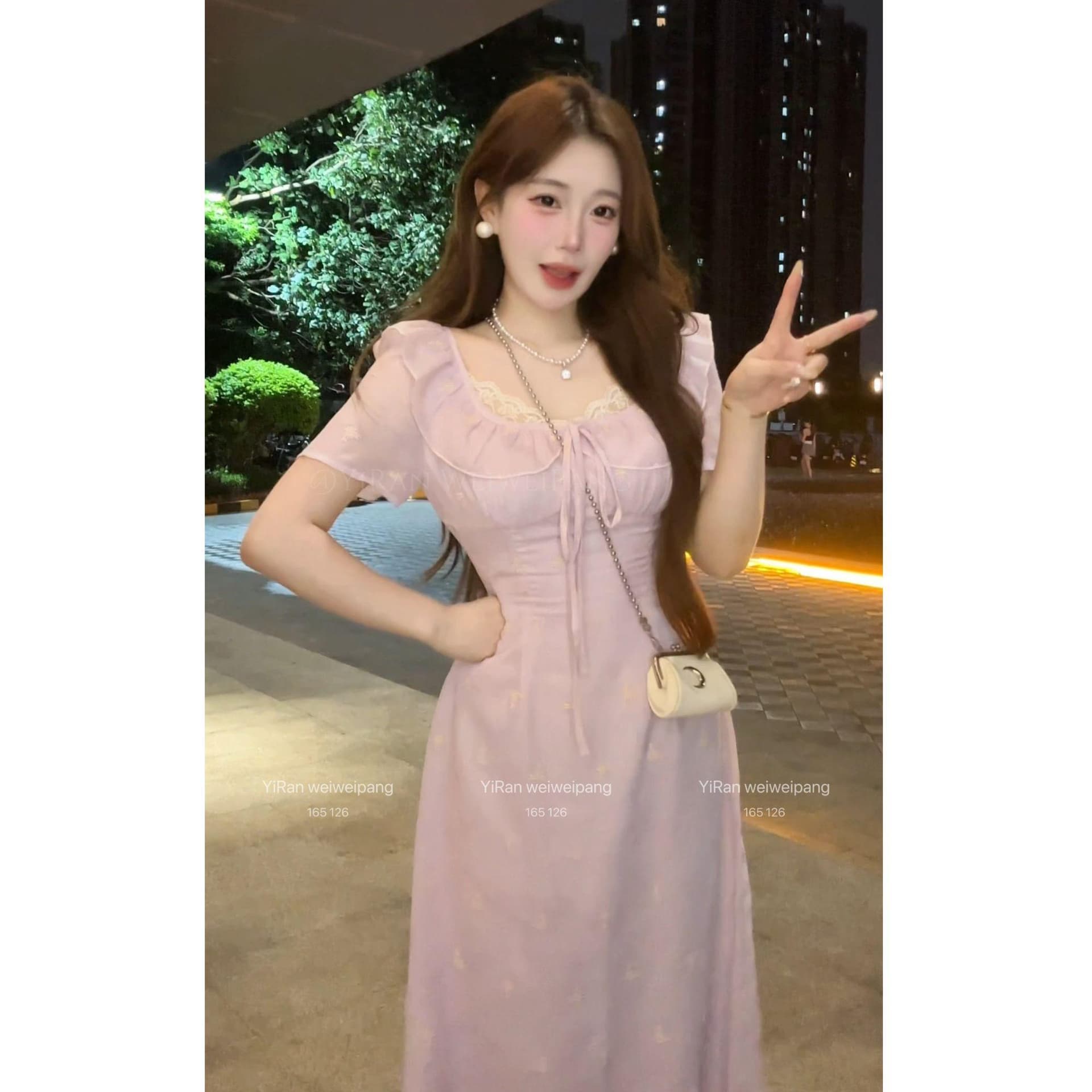빅 사이즈 실사 봄 여름 프랑스식 부드러운 레이스 조각 자수 여성 드레스 여름 슬림해 보이는 허리 수축 치마 상세 이미지 3