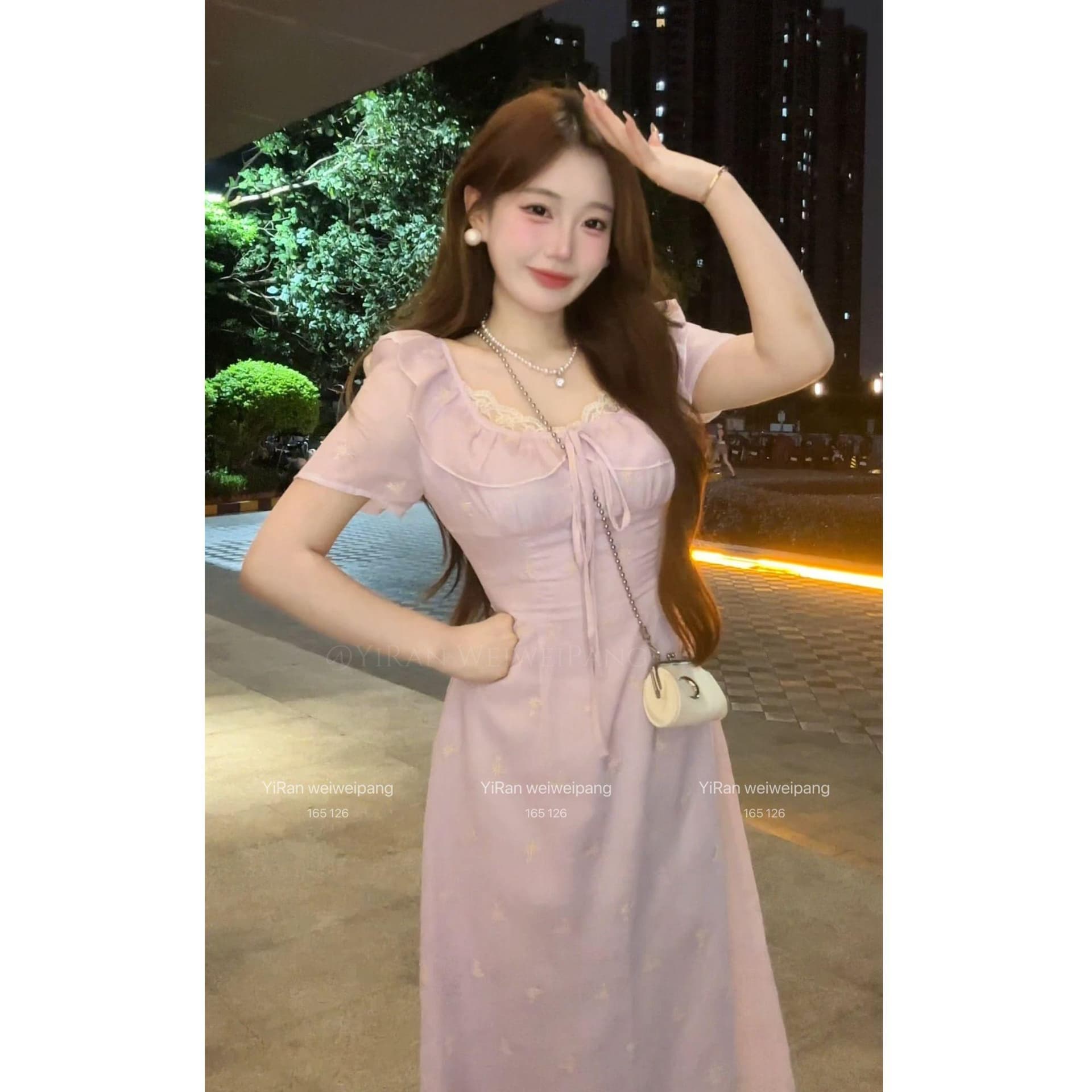 빅 사이즈 실사 봄 여름 프랑스식 부드러운 레이스 조각 자수 여성 드레스 여름 슬림해 보이는 허리 수축 치마 상세 이미지 5