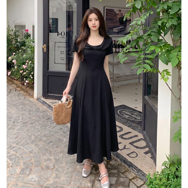 빅 사이즈 여성 의류 품격 우아함 여름 새로운 드레스 부드러운 허리 수축 슬림해 보이는 치마 상세 이미지 3