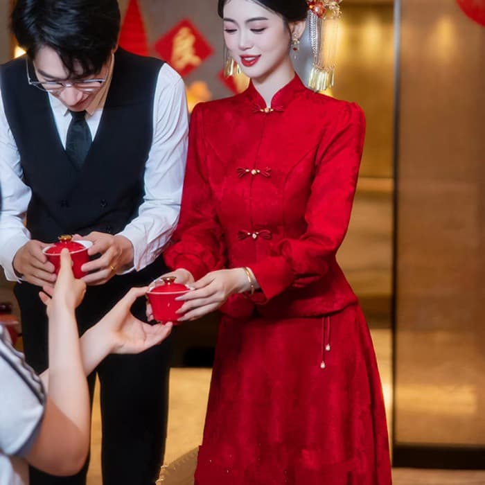 2026 새로운 새로운 중식 토스트 서비스 참여 와우 서비스 고급 센스 신부 결혼 뒷문 고마워. 잔치 예복