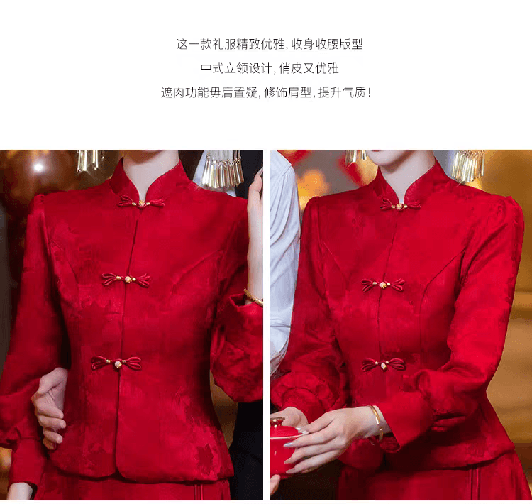 2026 새로운 새로운 중식 토스트 서비스 참여 와우 서비스 고급 센스 신부 결혼 뒷문 고마워. 잔치 예복 상세 이미지 8