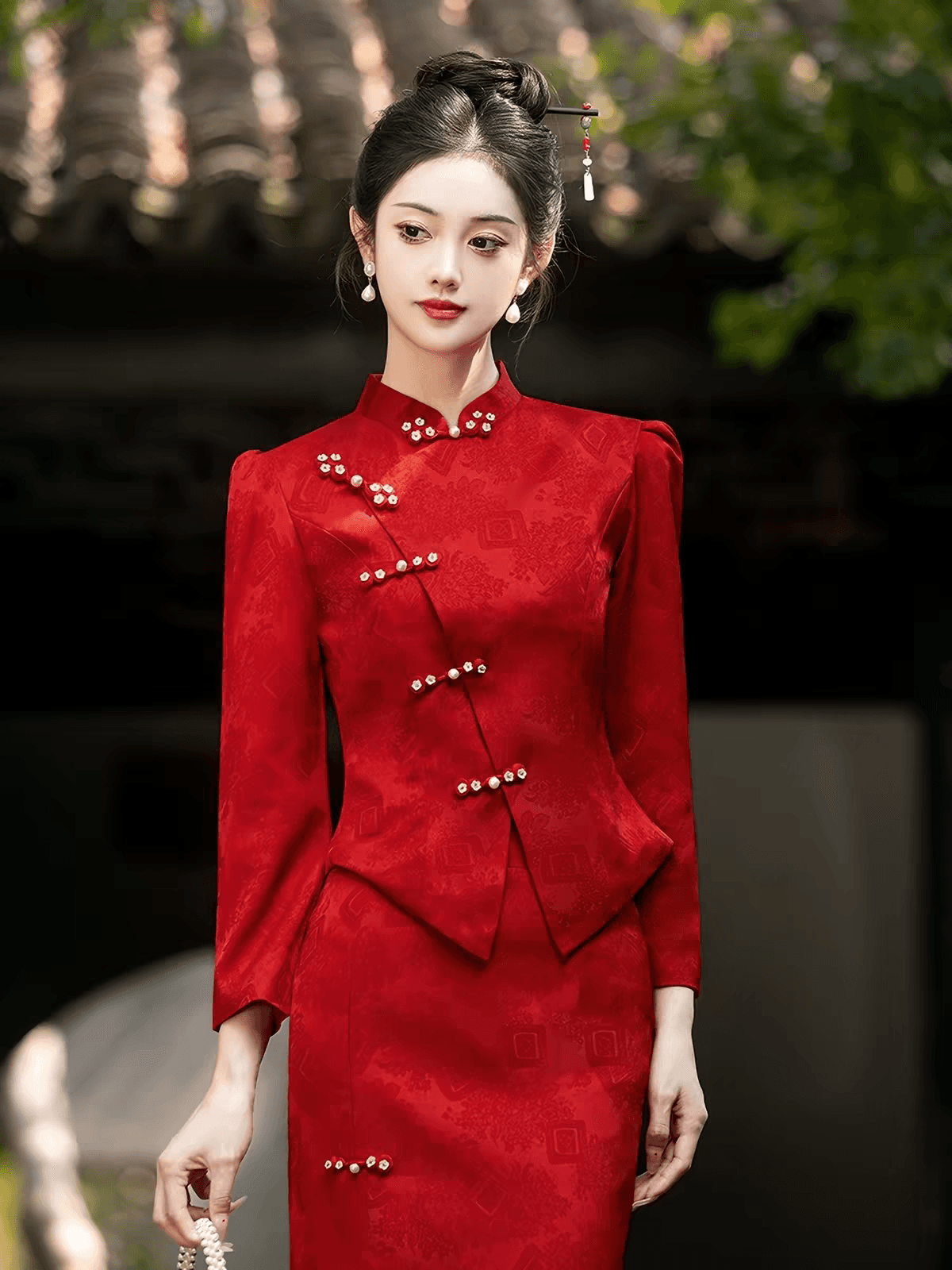 2026 새로운 새로운 중식 토스트 서비스 참여 와우 서비스 고급 센스 신부 결혼 뒷문 고마워. 잔치 예복 상세 이미지 2