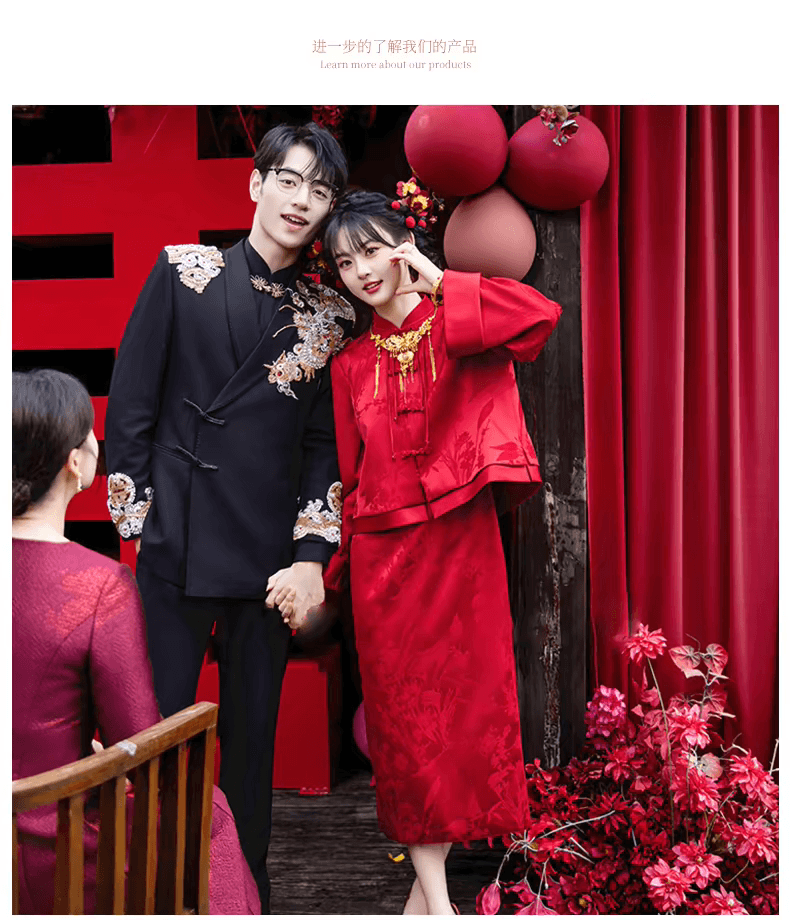 새로운 중식 개선 참여 치파오 작은 키 토스트 서비스 2026 새로운 결혼 뒷문 고급 센스 캐비닛에서 예복 상세 이미지 7