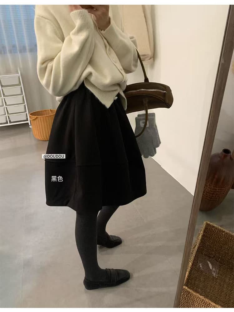 강력 추천 레트로 모직 버전 반신 스커트 여성 가을 겨울 새로운 한 부서 익스트림 제인 플리츠 슬림해 보이는 중간 길이 스커트