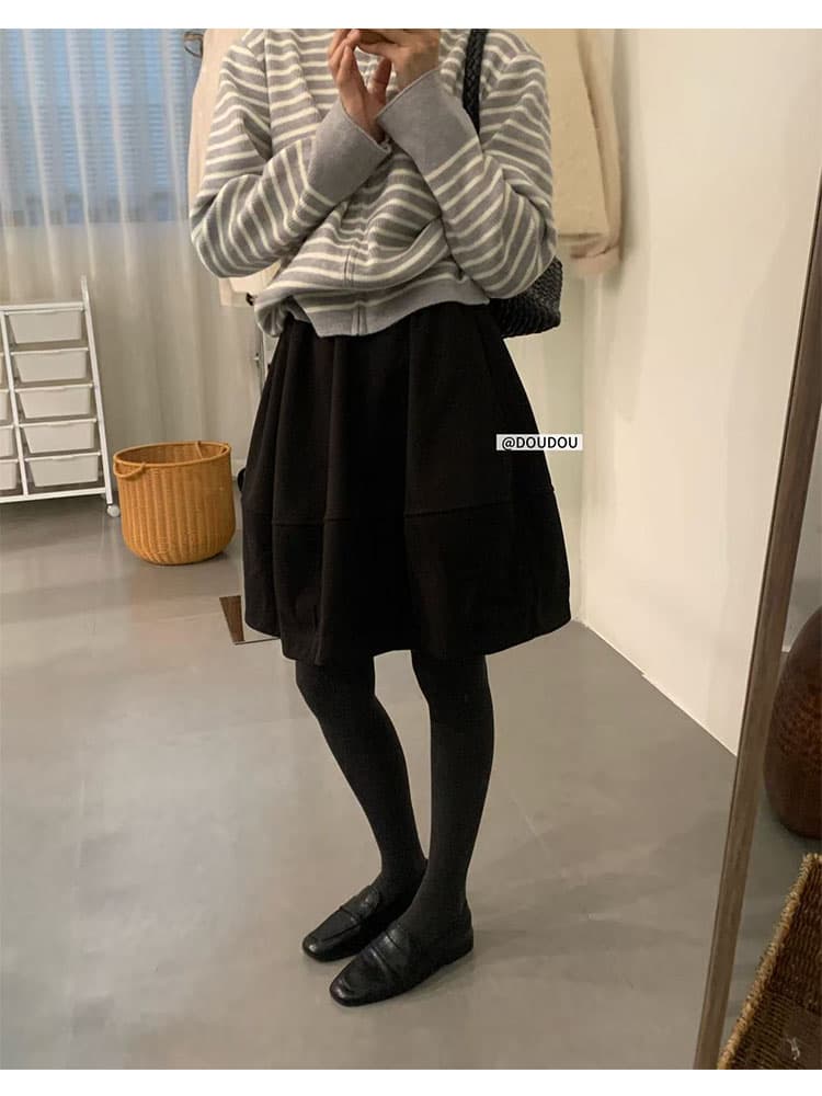 강력 추천 레트로 모직 버전 반신 스커트 여성 가을 겨울 새로운 한 부서 익스트림 제인 플리츠 슬림해 보이는 중간 길이 스커트 상세 이미지 6