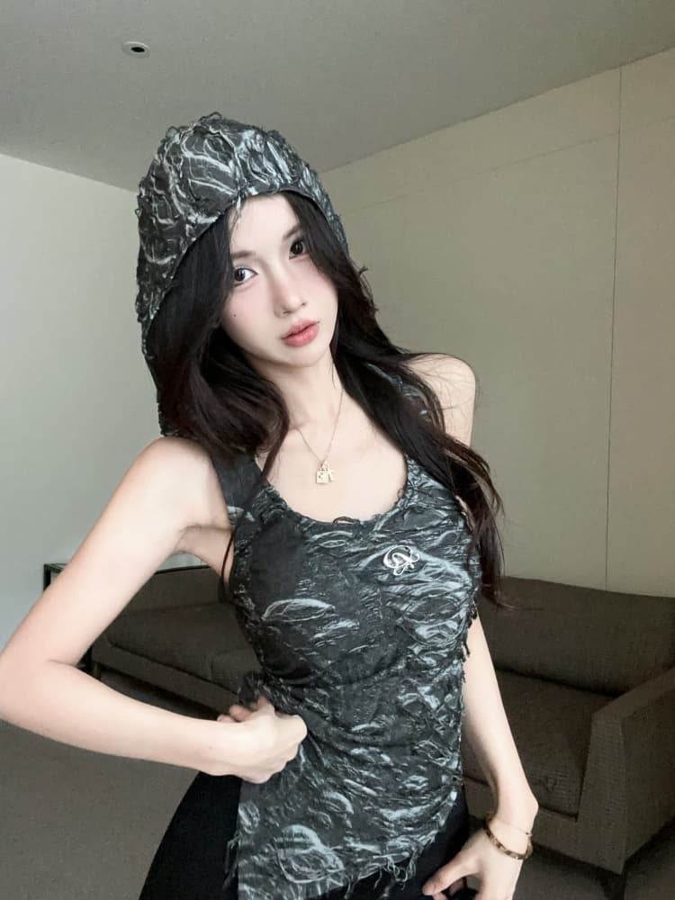 실사 정가 불모지 바람 레이스 디자인 센스 패치워크 후드 티셔츠 몸매 가꾸기 맨위 상세 이미지 2
