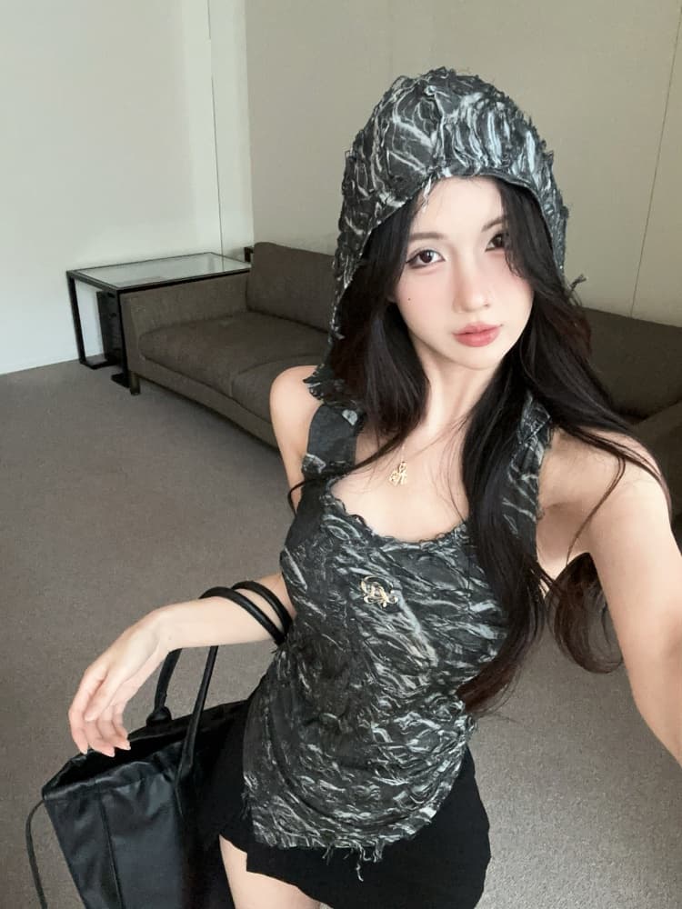 실사 정가 불모지 바람 레이스 디자인 센스 패치워크 후드 티셔츠 몸매 가꾸기 맨위 상세 이미지 9