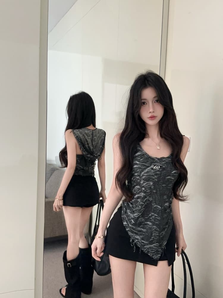 실사 정가 불모지 바람 레이스 디자인 센스 패치워크 후드 티셔츠 몸매 가꾸기 맨위 상세 이미지 12