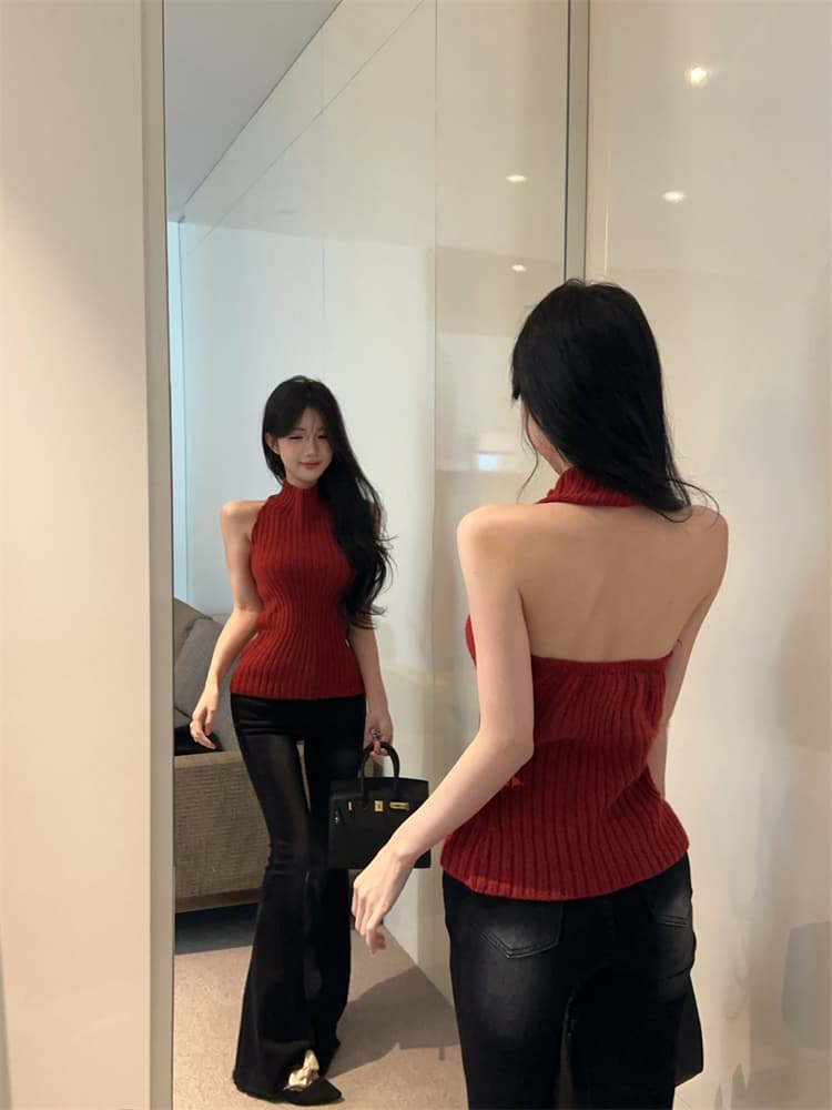 실사 니트 튜브탑 조끼 여성 가을 겨울철 크리스마스 순수한 욕망 행침 목 몸매 가꾸기 만나는 맨위 상세 이미지 10