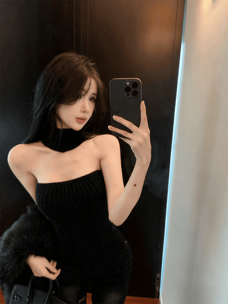 실사 니트 튜브탑 조끼 여성 가을 겨울철 크리스마스 순수한 욕망 행침 목 몸매 가꾸기 만나는 맨위 상세 이미지 16