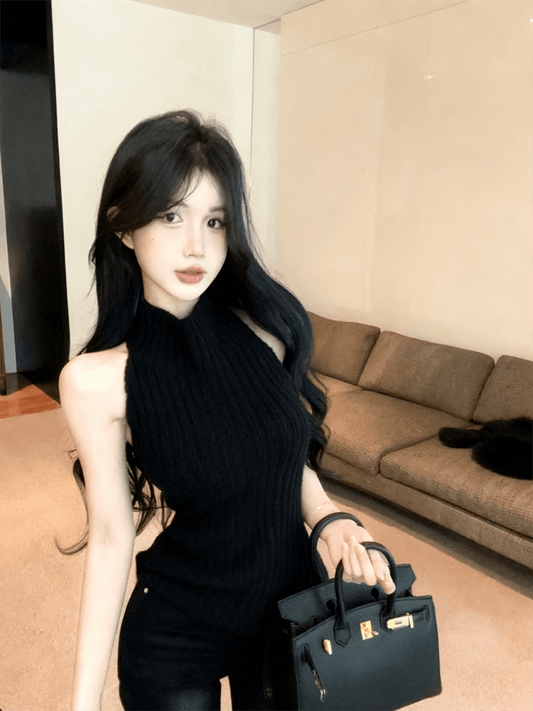실사 니트 튜브탑 조끼 여성 가을 겨울철 크리스마스 순수한 욕망 행침 목 몸매 가꾸기 만나는 맨위 상세 이미지 18