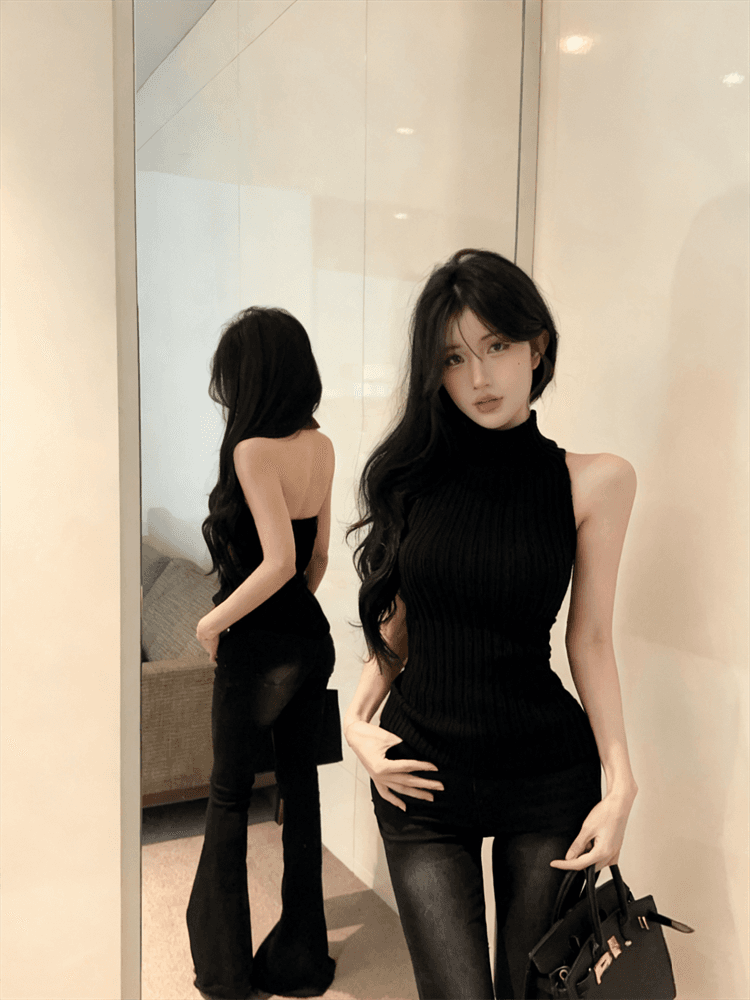 실사 니트 튜브탑 조끼 여성 가을 겨울철 크리스마스 순수한 욕망 행침 목 몸매 가꾸기 만나는 맨위 상세 이미지 19