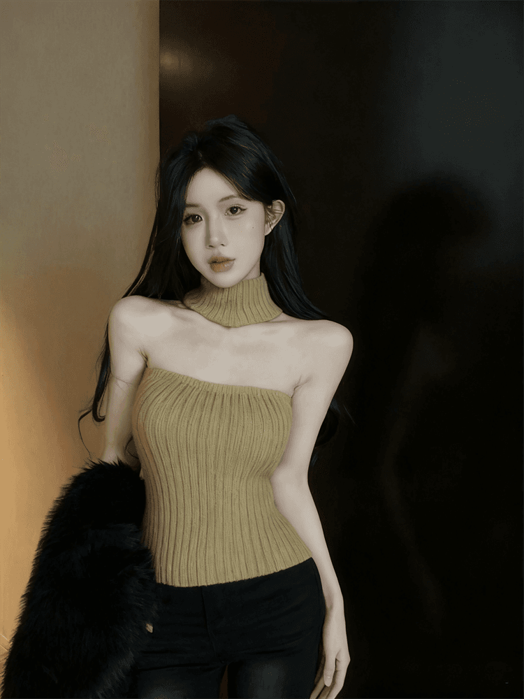 실사 니트 튜브탑 조끼 여성 가을 겨울철 크리스마스 순수한 욕망 행침 목 몸매 가꾸기 만나는 맨위 상세 이미지 25