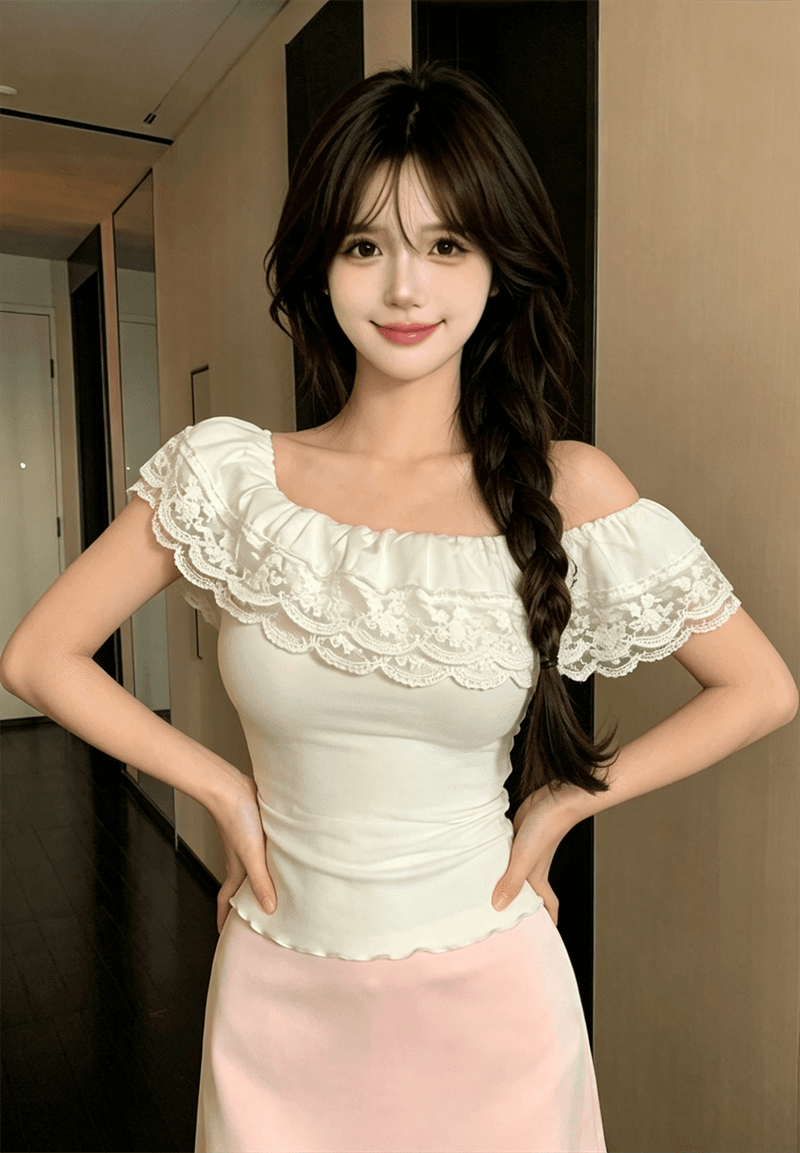 실사 정가 봄 여름 품격 3 차원 자수 이중층 칼라 다용도 허리 수축 몸매 가꾸기 슬림해 보이는 맨위 상세 이미지 6
