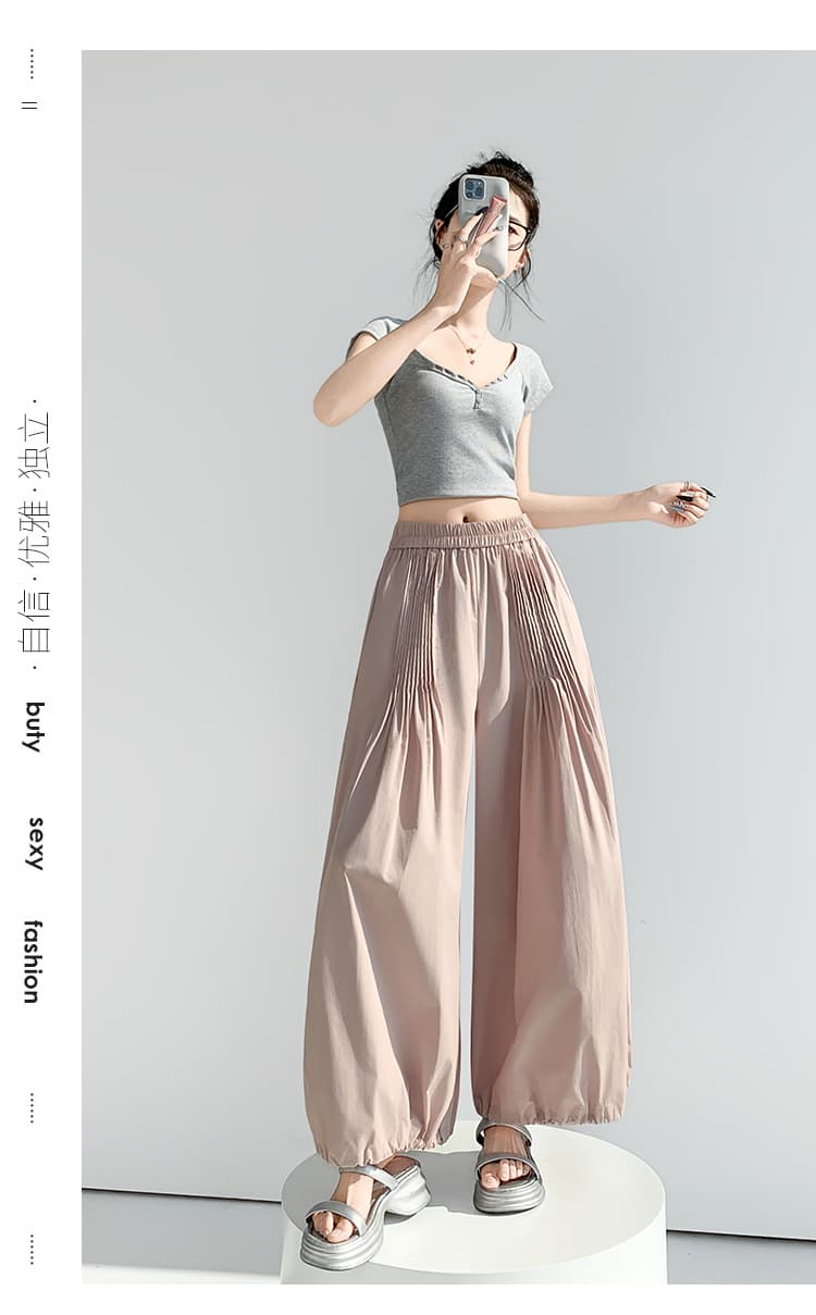 실사 무거운 작업 플리츠 꽃밭 캐주얼 바지 여성 2026 봄 여름 새로운 하이웨이스트 스트레이트 디자인 센스 루즈핏 와이드 레그 팬츠 상세 이미지 59