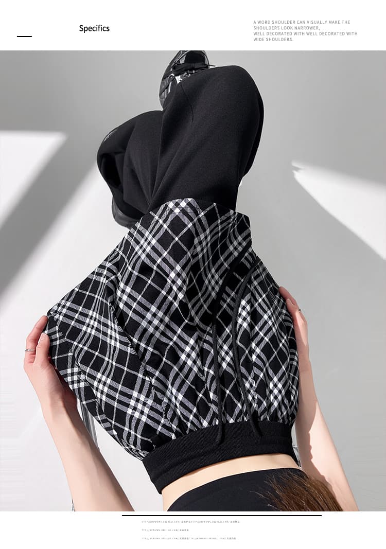 실사 체크무늬 랩스커트팬츠 부츠컷 바지 여성 하이웨이스트 좁은 에디션 핫걸 캐주얼 나팔 바지 운동 웨이 바지 바닥 청소 호스 슈 바지 상세 이미지 25