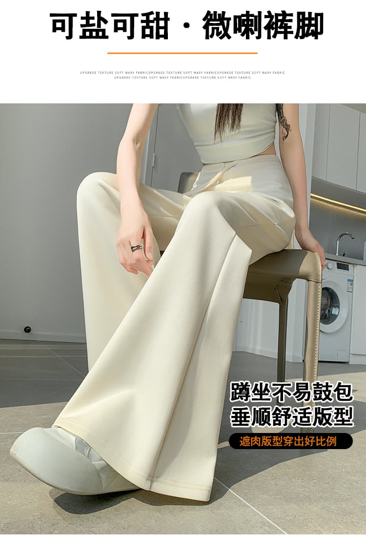 실사 레이스 레이스업 부츠컷 바지 여성 하이웨이스트 좁은 에디션 캐주얼 나팔 운동 웨이 바지 바닥 청소 호스 슈 벨트 랩스커트팬츠 상세 이미지 14